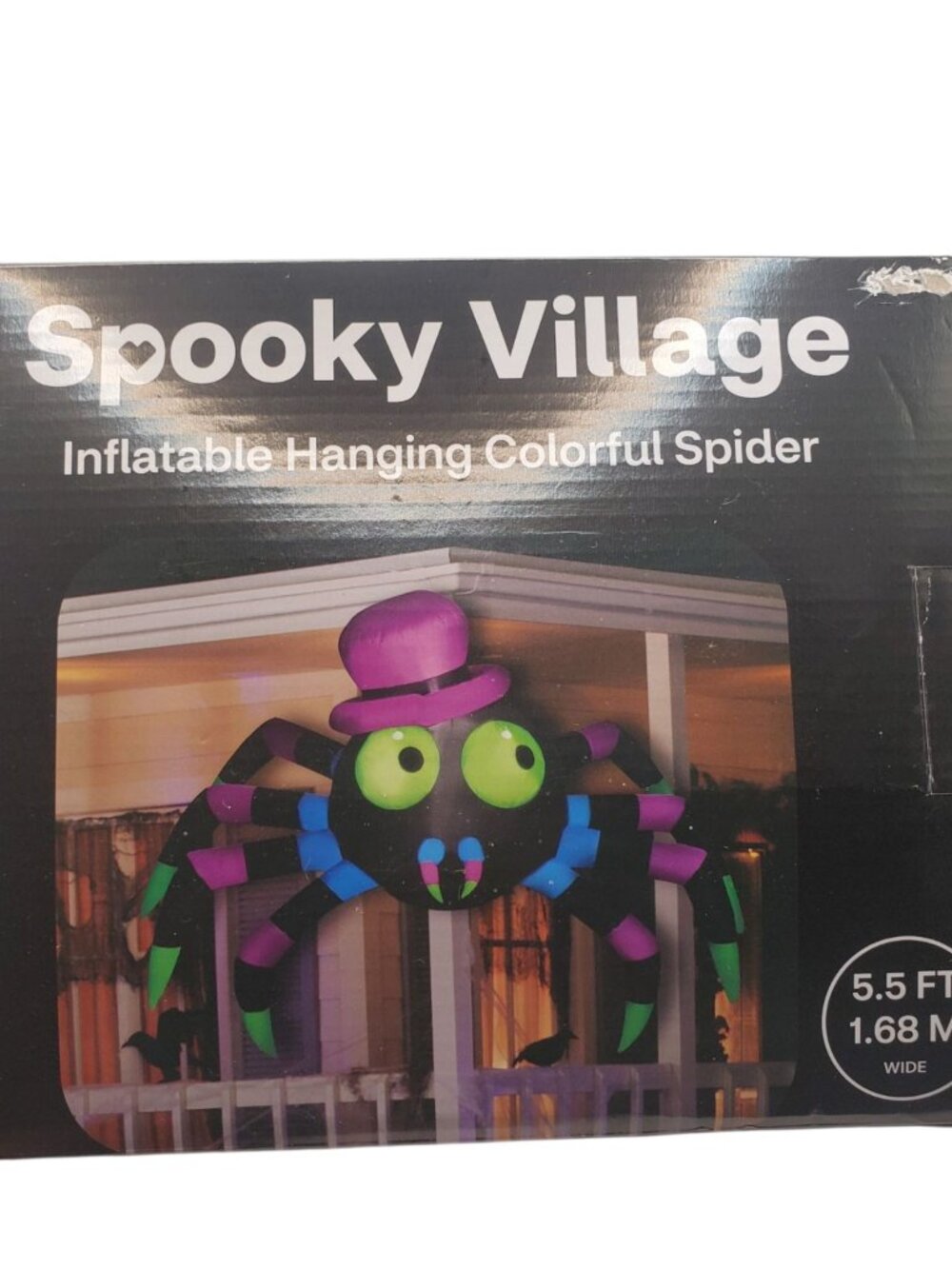 Spooky Village Inflatable Hanging Colorful Spider 5.5 Ft Wide With Lights Indoor